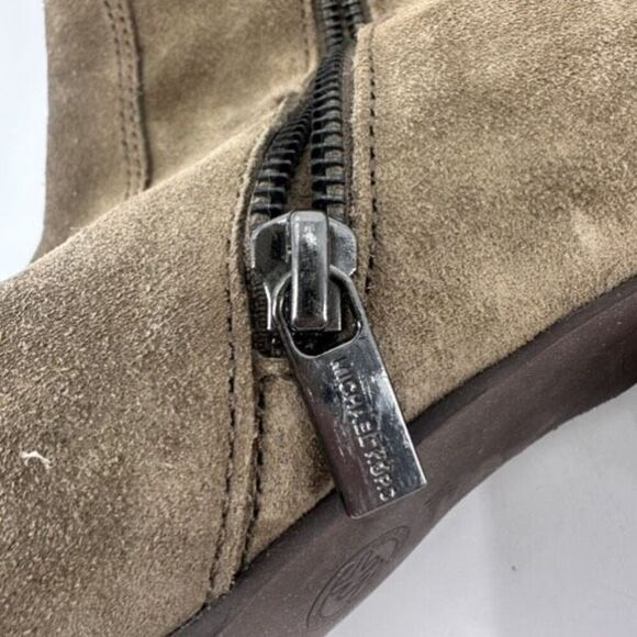 Michael Kors Olive Green Suede Heeled Tall Leather Buckle Boots Size 8 Riding - Picture 8 of 16